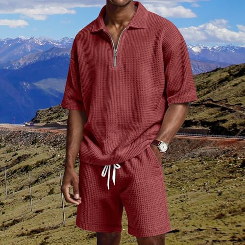 Polo et short gaufré homme ensemble d'été décontracté chic