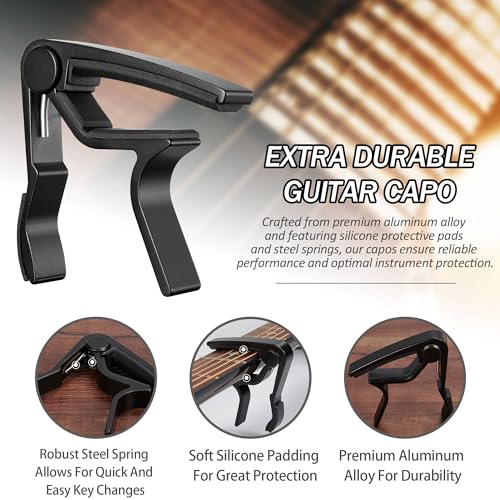 Capo,Guitar Capo for Acoustic Electric Guitar (4 Pack Black)