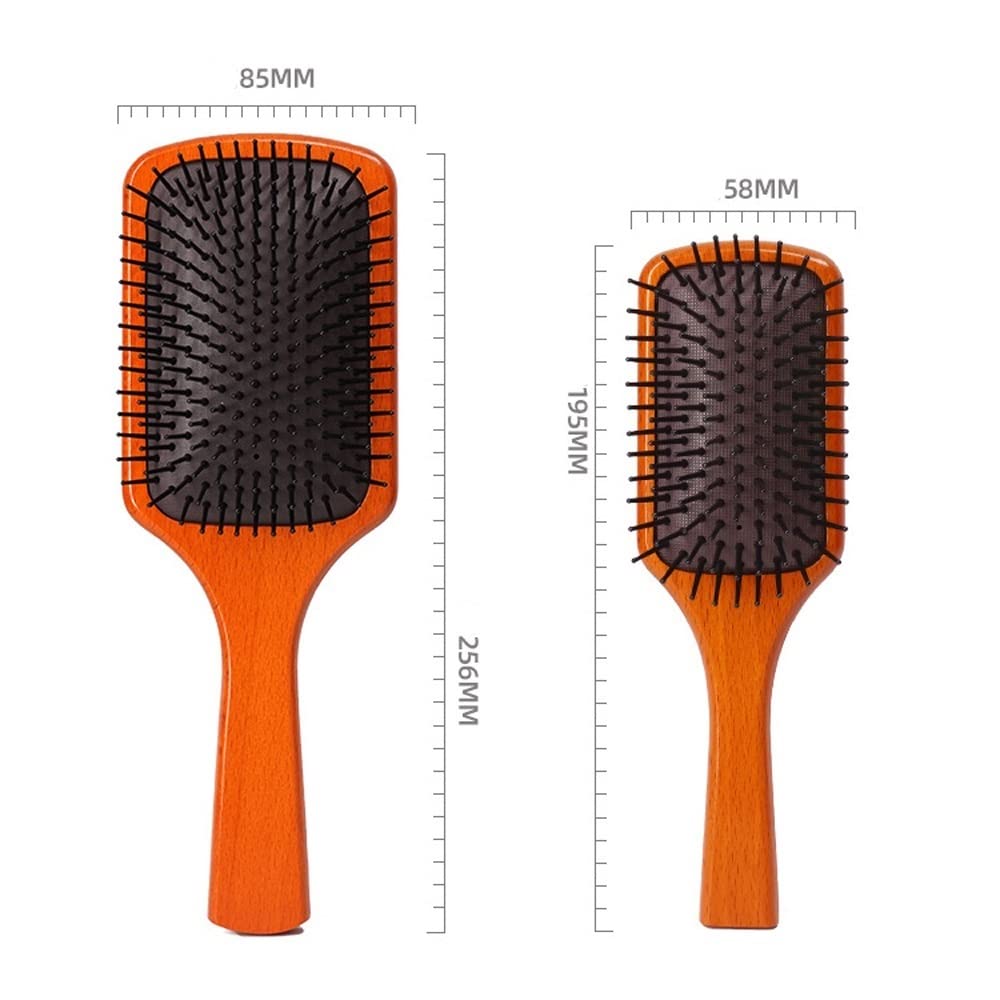 Peine de masaje cuadrado, peine de peluquería con cojín de aire, cepillo for el cabello, cepillo for el cabello con mango de madera ecológico natural for hombres y mujeres con cabello largo grueso, ri