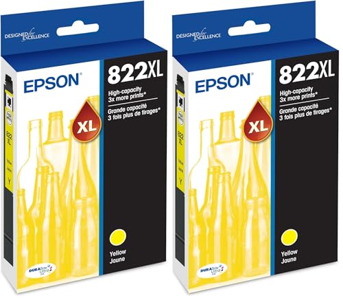 Image of Epson 822 DURABrite Ultra Ink High Capacity Yellow Cartridge (T822XL420-S) Works with Workforce Pro WF-3820,3823,4820,4830,4833,4834,(Pack of 2)