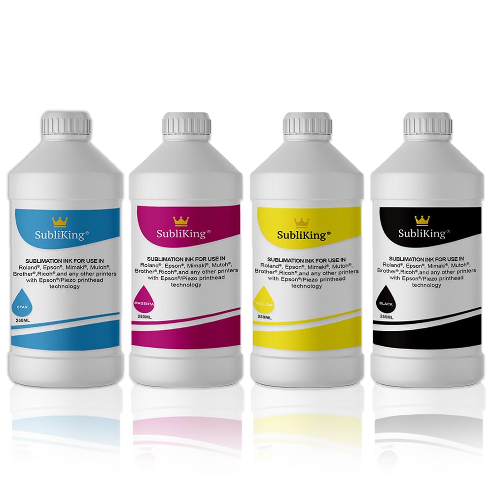 4X 250ml Sublimationstinte (CMYK-Set) für Epson, Ricoh & Sawgrass