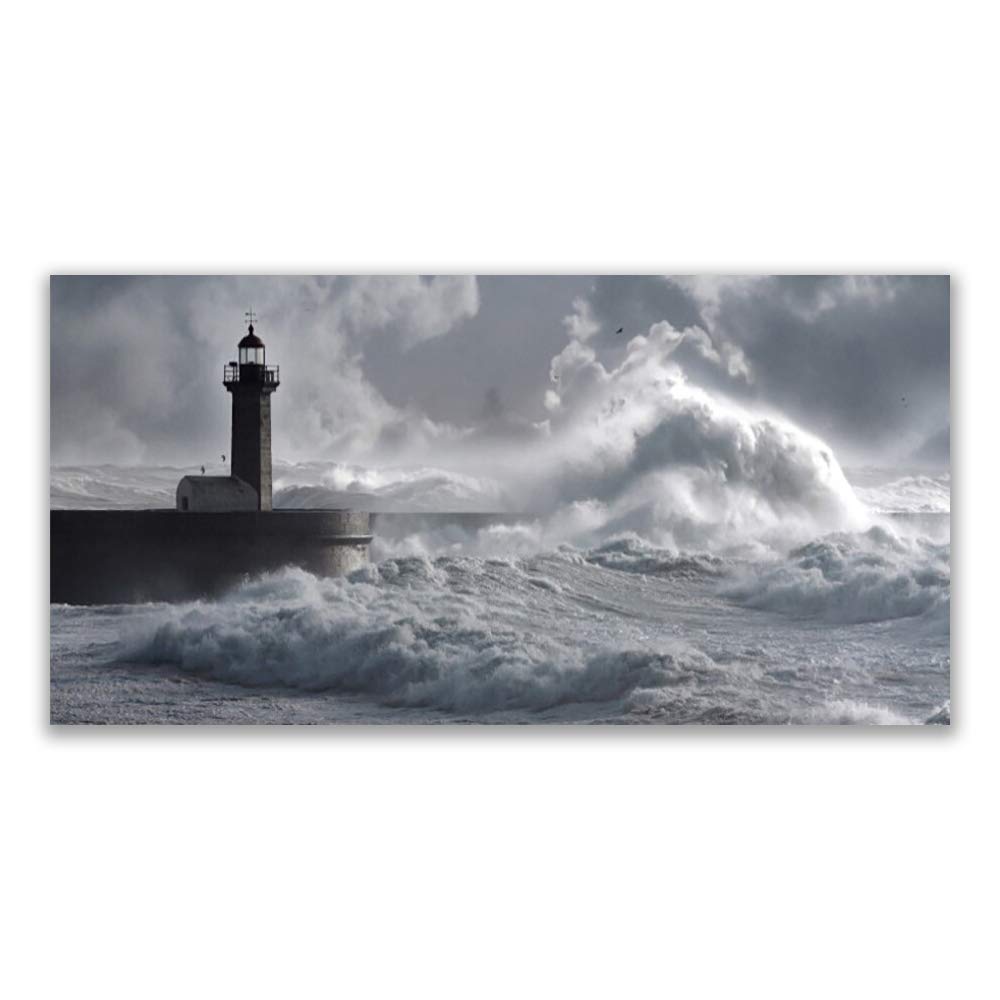 Tableau mural moderne plastique imprimés et verre trempé Tulup 140x70cm phare lac