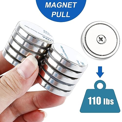 Image of LOVIMAG Strong Neodymium Rare Earth Magnets, 110LBS-50 Pack | Heavy Duty Cup Magnet with Countersunk and Screws for Tool Room, Kitchen Doors, Wall Mounting, Office