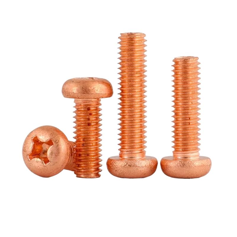 M3 M4 M5 M6 99.9% Pure Copper Phillips Cross Pan Head Machine Screws (50,M3 x 16mm)