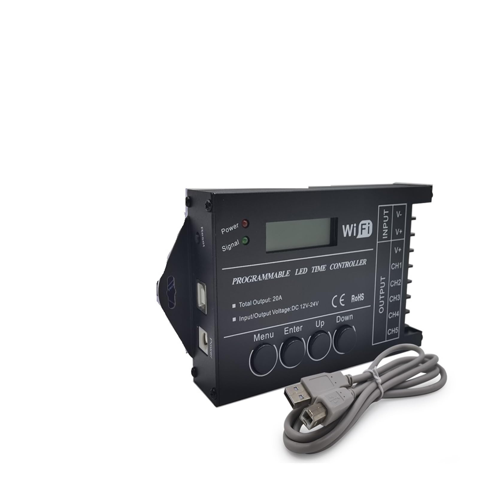 VIOLK TC420 TC421 Luz LED RGB programable de 5 canales con regulador WiFi de tiempo DC12-24V para acuarios, peceras, crecimiento de plantas (Color: TC421 WiFi)
