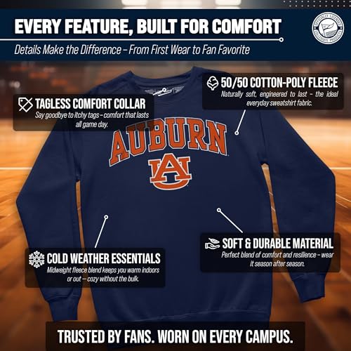 Image of NCAA College Sweatshirt Fleece Crewneck Pullover for Men and Women | Officially licensed NCAA college gameday crewneck pullover - 9 oz fleece lined sweatshirt with arch and logo design