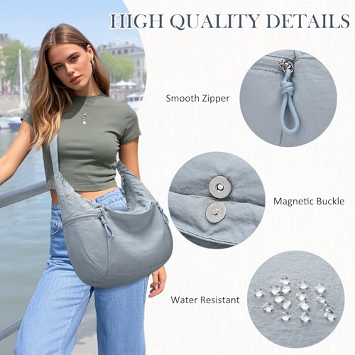 Image of VASCHY Crossbody Crescent Bag for Women, Casual Lightweight Nylon Large Slouchy Hobo Bags Purses for Travel /Gym /Work /College