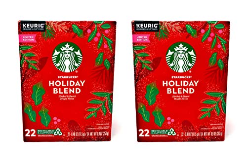 Starbucks Coffee Holiday Blend Coffee K Cups - 44 K Cups Total - 22 K Cups Per Box - Seasonal Limited Edition Starbucks Coffee - For Use of Keurig Coffee Makers