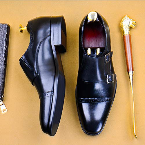 Men's Business Dress Shoes， Double Buckle Comfortable Monk Shoes Walking Work Prom Office Footwear,Black- 44/UK 9.5/US 104