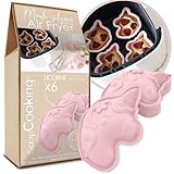 ScrapCooking - 6 Moules Air Fryer Licorne - Moules en Silicone - Aptes Four & Lave-Vaisselle - Cuisine Pâtisserie Gâteaux - Anniversaire Goûter - Rose - 29100