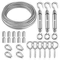 CHRORINE 24 Stück Garten Drahtseil Kit 304 Edelstahl M5 Spannschnall spanner Kabel Seil Drahtseil Fingerhut