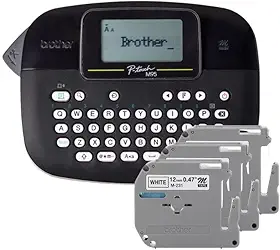 Rotulador eletrônico portátil com 3 fitas, Preto, PTM95BKBP, Brother - CX 1 UN