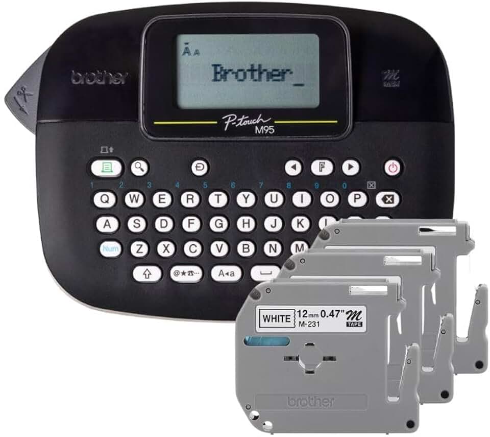 Rotulador eletrônico portátil com 3 fitas, Preto, PTM95BKBP, Brother - CX 1 UN