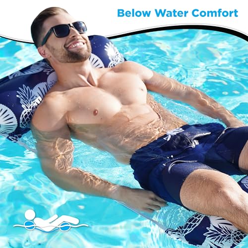 Image of Waterlife 4-in-1 Pool Hammock 4-Pack, Inflatable Pool Chair Float, Water (Saddle, Lounge Chair, Drifter)