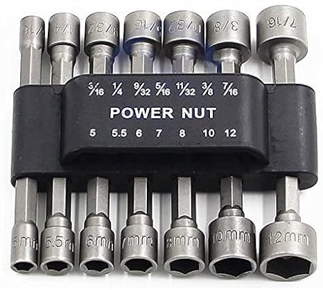 CRYSTALOPRO 14pcs Power Nuts Driver Drill Bit Tools Set Metric Socket Wrench Screw 1/4'' Driver Hex Keys