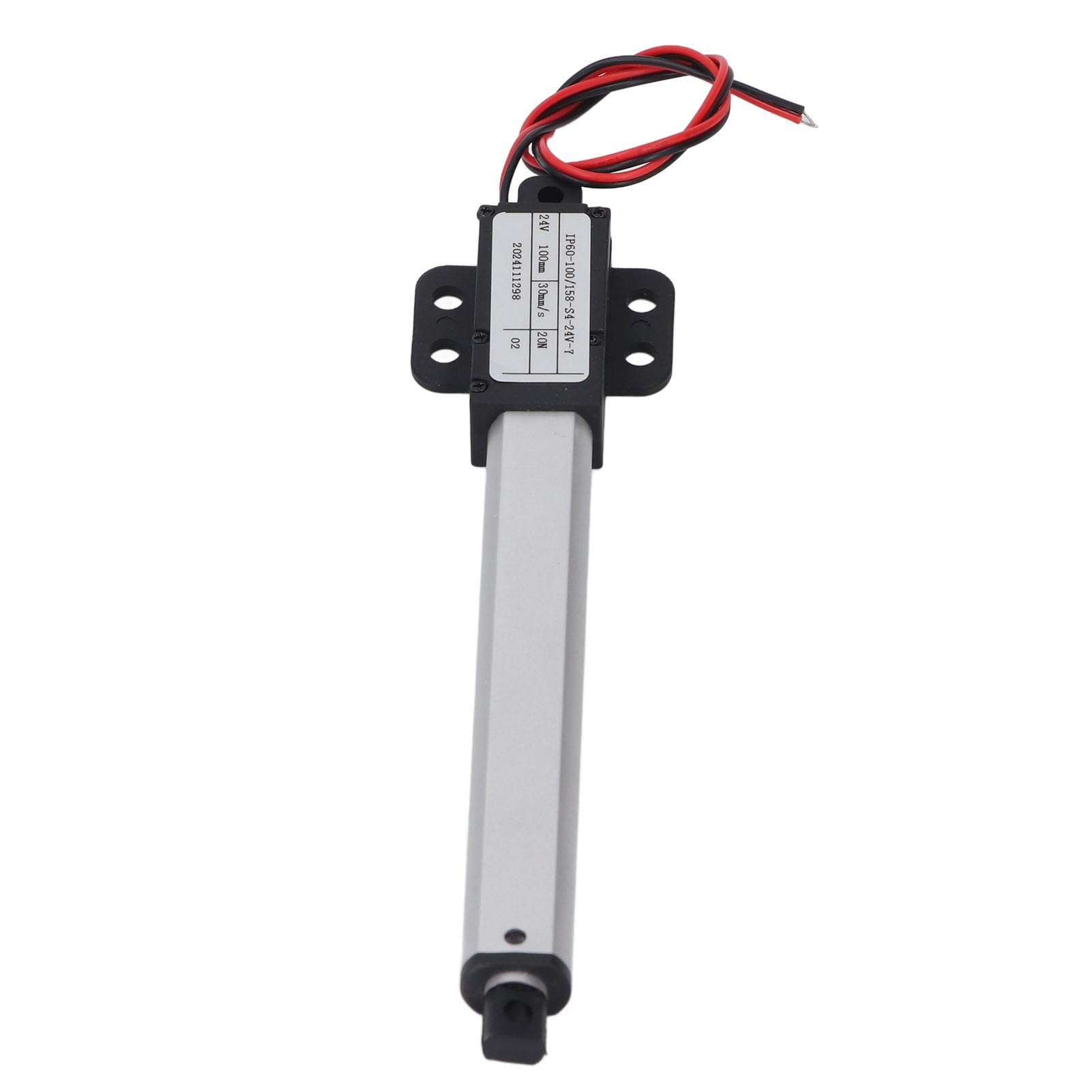 Ausla Actionneur Linéaire Électrique, 24V, 20N, Course 100mm, Vitesse 30mm/s, Aluminium et ABS, Protection IPX4