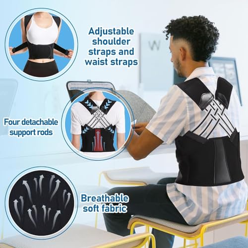 COLEESON Posture Corrector for Men and Women, Comfortable Upper Back Brace, Adjustable Back Straightener Support for Shoulder, Neck and Back - Image 4