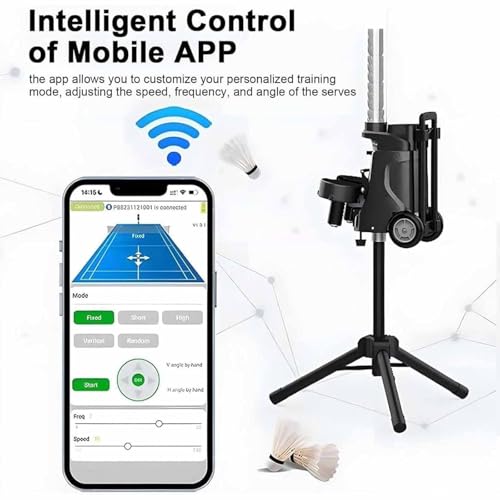 Entrenador automático de bádminton con ruedas, alimentador de bolas portátil para autoentrenamiento, ideal para el hogar, club o práctica personal