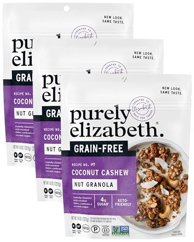 Image of Purely Elizabeth, Coconut Cashew, Keto Granola, Grain-Free, Non-GMO, Paleo (8oz Bag) (Pack of 3)