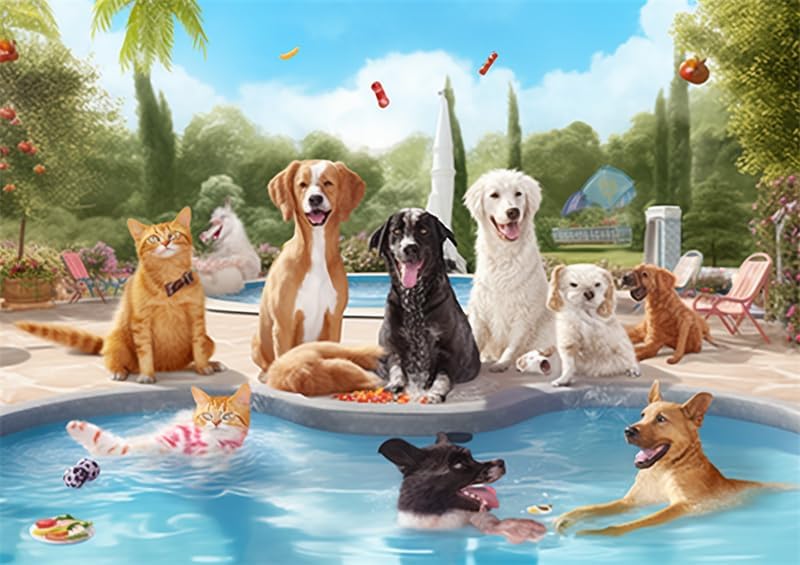 Rompecabezas de 500 piezas de madera para adultos y familias, cachorros y perros de verano para explorar y disfrutar de regalos, decoración del