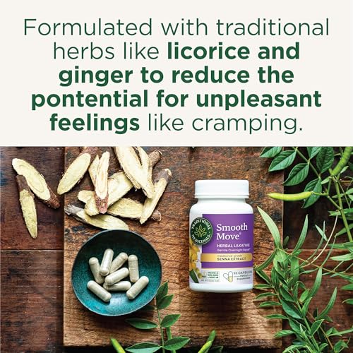 Image of Traditional Medicinals Organic, Smooth Move Laxative Capsules - Organic Senna & Licorice Laxatives for Constipation - Kosher, Non-GMO, Stimulant-Free - 50 Capsules (Pack of 6)