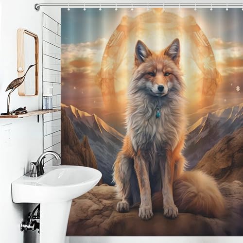 Rideau de douche renard polyester lavable imperméable tissu - 6