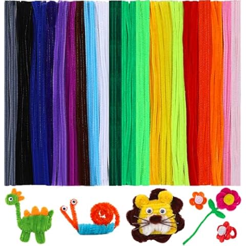Zlulary Pipe Cleaners, 200 PCS Pipe Cleaners Craft, 20 Colors Pipe Cleaners for Crafts Chenille Stems Craft Supplies for DIY Handicraft Project Creative Decorations Cover