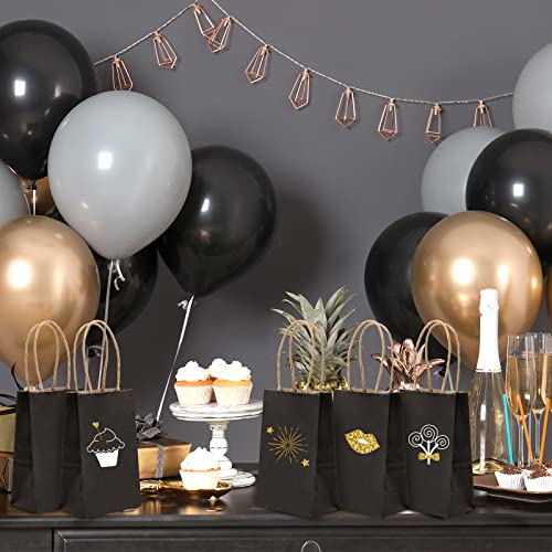 Moretoes 60Pcs Small Black Kraft Paper Bags 6 X 3.5 X 2.4 Inches Mini Gift Bags With Handles Bulk Party Favor Bags Candy Bags #TOP6