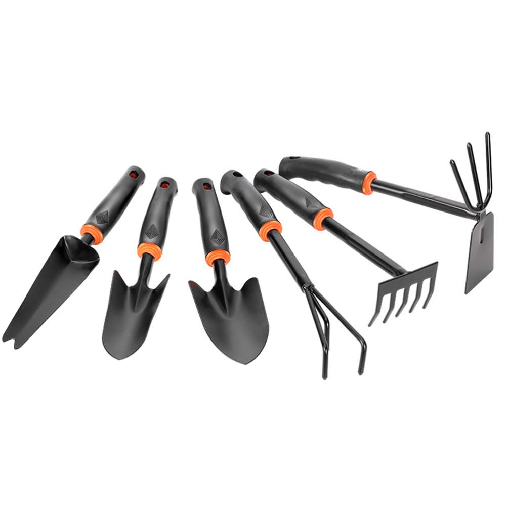 VILLCASE 6pezzi Pala Da Giardino in Ferro Piccola Pala Da Giardino Rastrello Doppio Lato Manico Antiscivolo Accessori Per Giardinaggio in Vaso Balcone e Casa