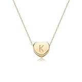 Tiny Gold Initial Heart Necklace-14K Gold Plated Handmade Dainty Letter Heart Necklace for Women Necklace Jewelry