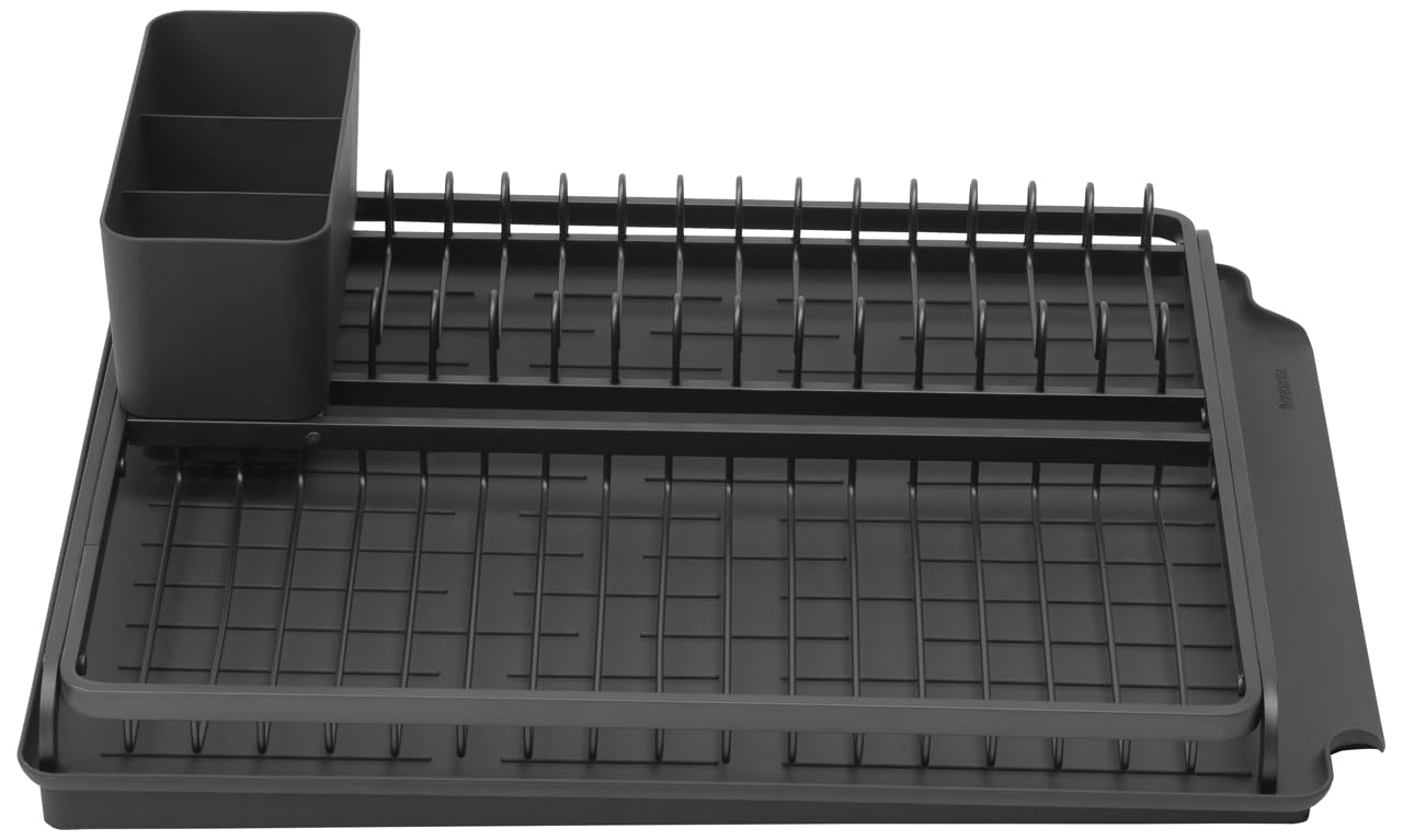 Brabantia Estante para secar Platos, Gris Oscuro, Grande (38,5 x 49 cm)
