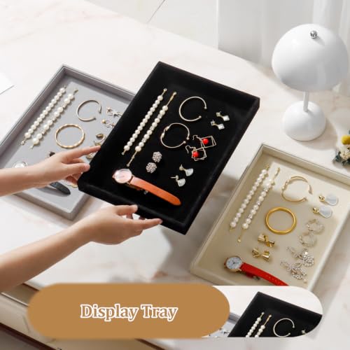 Image of Large Velvet Jewelry Tray Display Drawer Inserts 2 Pack