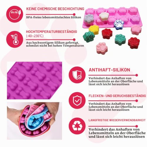 Backmatte Hundekekse, 4 Pieces Hundekekse Backform, Silikon Backmatte, BPA-Frei Backmatten für Hundeleckerlies, für DIY Hundeleckerlies, Schokolade, Kekse, Eiswürfel,Dog Biscuits