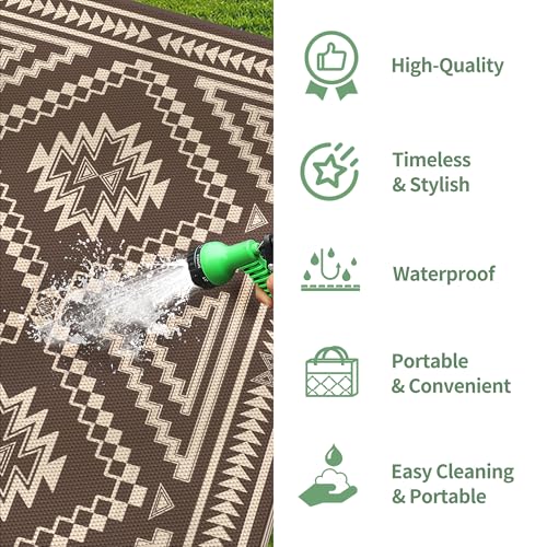 image for GENIMO Outdoor Rug for Patio Clearance, 8x10 ft Waterproof Mat,Reversi
