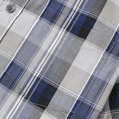 Image of Dubinik Mens Short Sleeve Button Down Shirts Soft Breathable Summer Vintage Regular Fit Lightweight Men's Casual Shirt