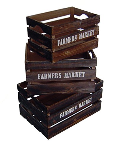 Cheung's FP-3508-3FM Wood Crate with "Farmers Market" Label|...