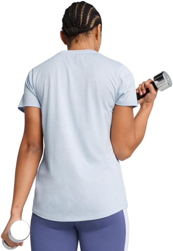 PUMA Womens Train All Day Essentials Heather Short Sleeve Training Athletic Tops Athletic - Black - Image 2