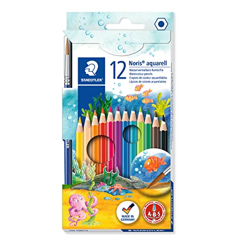 STAEDTLER 144 10NC12 Noris Aquarell Watercolour Pencils - Assorted Colours (Pack of 12)