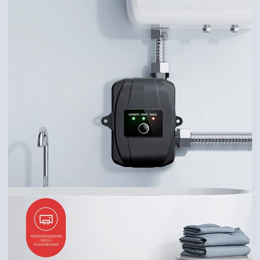 Pompa di aumento della pressione, 24 V, pompa di aumento dell'acqua domestica, 150 W, automatica, mini pompa da doccia con accessori di installazione per acqua corrente, bagno, doccia