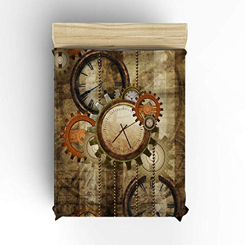Meet 1998 Luxury 4-Piece Bedding Set Retro Steampunk Clocks And Gears Duvet Covers Set Duvet Cover Bed Sheet Pillow Cases Queen Pattern #TOP1