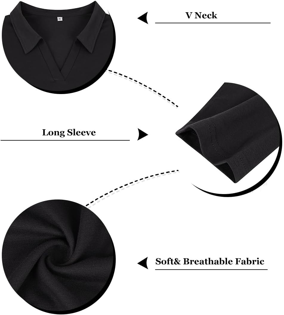 RITERA Plus Size Polo Shirts for Women Fall Long Sleeve V Neck Tops Casual Collared Blouses XL-5XL - Image 6