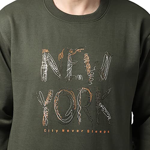 Image of Mack Jonney Fleece Round Neck Printed Sweatshirt for Men (Pack of 2)-SW 45 OLV 49 Sky 02-P
