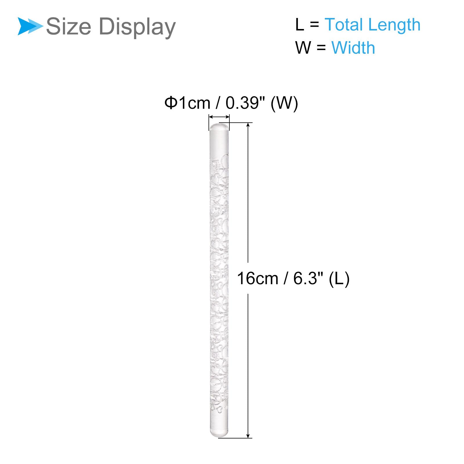 CoCud Acrylic Rolling Pin, 6.3" Length, Acrylic Heart Pattern Non-Stick Surface Textured Baking Roller - Image 2