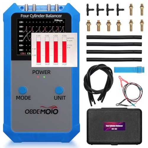 OBDEMOTO Digital Carburetor Synchronizer Tool with 3.5 LCD Oscilloscope Display High-Precision Carb Sync Tool for 2/3/4 Cylinder Motorcycles Digital Vacuum Gauge Automotive for Carb & EFI Vehicles