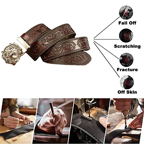Men's Ratchet Western Embossed Belt - Animal Head Automatic Buckle, Fully Adjustable For Any Waist3