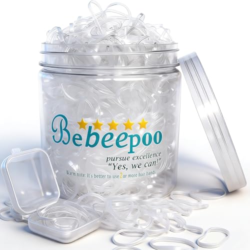 Image of Clear Hair Elastics, BEBEEPOO 2000pcs Mini Rubber Bands for Hair, Clear Mini Elastic Hair Ties with Small Box, Soft Small Hair Tties for Girls Kids Women