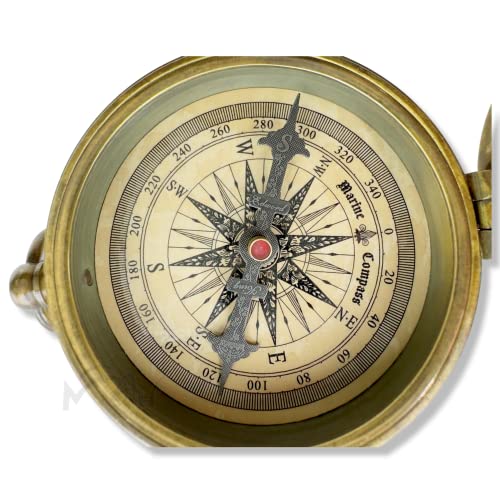 Marine Art Handicrafts ''Robert Frost Poem'' Engraved Antiquated Finish, Camping Compass, Gifts For Boys, Inspirational Gifts For Woman, Sentimental Gifts, Brass Compass With Case. C-3240 #TOP3