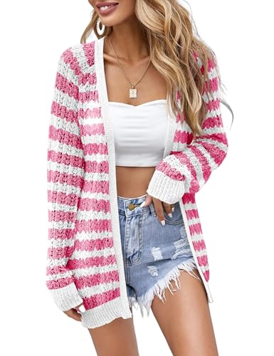 Image of Women Crochet Lightweight Cardigan Cover Up Open Front Long Sleeve Summer Cardigans