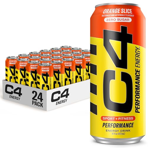 Image of C4 Energy Carbonated Zero Sugar Energy Drink, Pre Workout Drink + Beta Alanine, Orange Slice, 16 Fl Oz (Pack of 24)