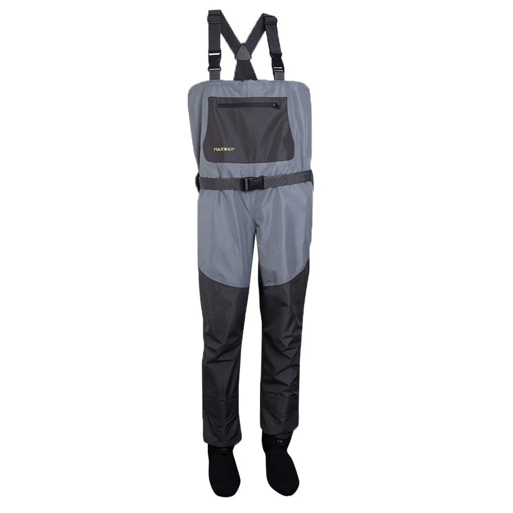 Fishing Waders Imperméables Composés de Tissu Polyester Respirant Chaussettes Cousues Couture Fashion Bretelles Réglables et Poche Extérieure